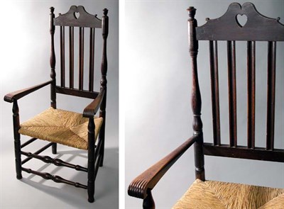 Lot 59 - Queen Anne Black Painted Armchair Connecticut,...