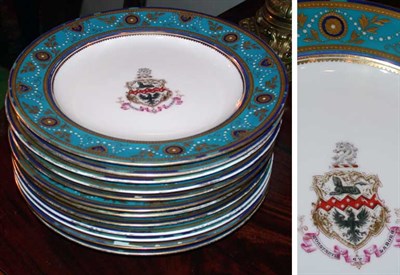 Lot 493 - Set of Twelve Mintons Porcelain Armorial...