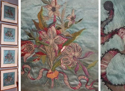 Lot 51 - Four Chenille Embroideries 19th Century, with...
