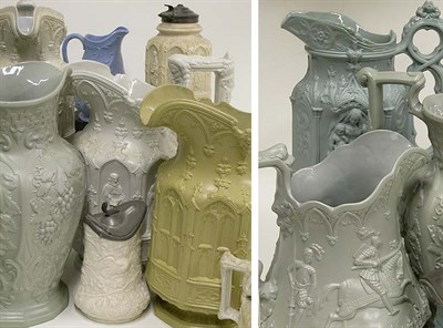 Lot 237 - Group of English Stoneware Pitchers and Tea...