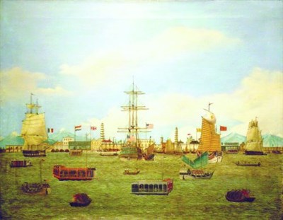Lot 11 - Chinese School 19th Century VIEW OF CANTON Oil...