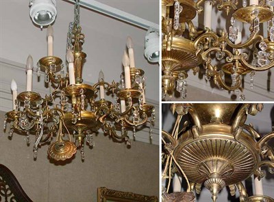 Lot 371 - Gilt-Metal and Cut Glass Twelve-Light...