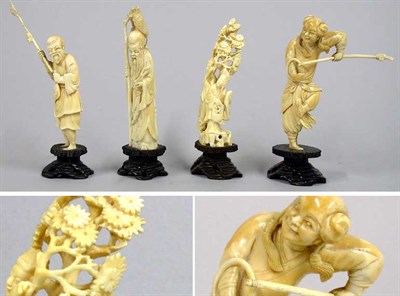 Lot 398 - Set of Four Japanese Ivory Statues