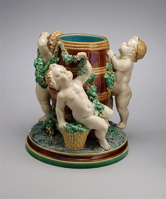 Lot 2614 - Minton Majolica Centerpiece Modeled as three...