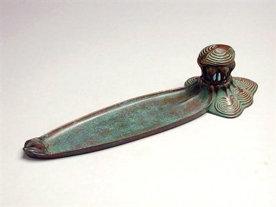 Lot 908 - Tiffany Studios Patinated-Bronze Inkstand and...
