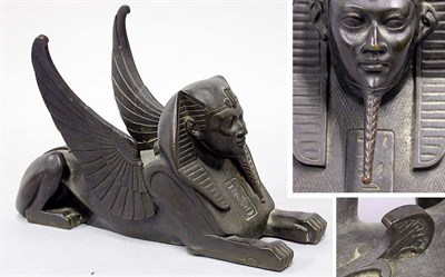 Lot 683 - Continental Bronze Figure of a Sphinx Length...
