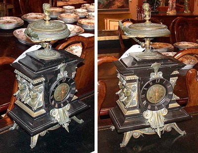 Lot 483 - Egyptian Revival Patinated-Metal and Slate...