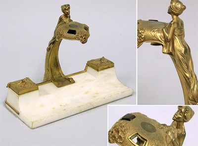 Lot 737 - Art Nouveau Gilt-Bronze and White Marble...