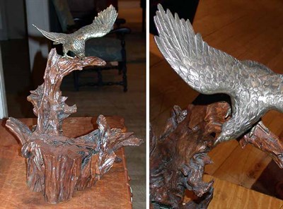 Lot 277 - Two Wood and Patinated-Metal Bird Sculptures