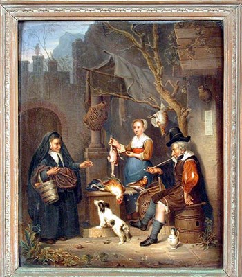 Lot 333 - KPM Porcelain Plaque Depicting a market scene,...