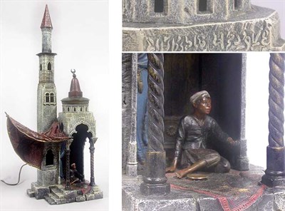 Lot 839 - Austrian Cold Painted Bronze Lamp Cast as a...