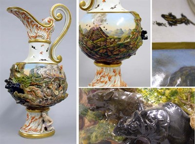 Lot 326 - Meissen Porcelain Ewer Decorated with animals...