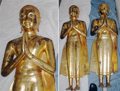 Lot 820 - Pair of Thai Gilt-Bronze Figures of Buddha...