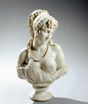 Lot 185 - Continental White Marble Bust of a Maiden Her...