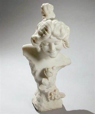 Lot 241 - Art Nouveau White Marble Bust of a Maiden...