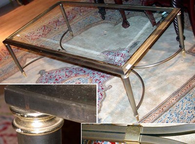 Lot 260 - Glass Top Brushed Metal Low Table