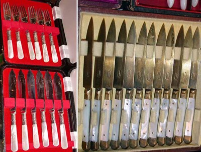 Lot 311 - Group of Mother-of-Pearl Handled Flatware In...