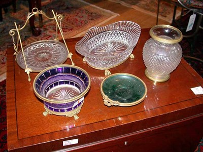 Lot 430 - Group of Five Gilt-Bronze Mounted Glass Articles