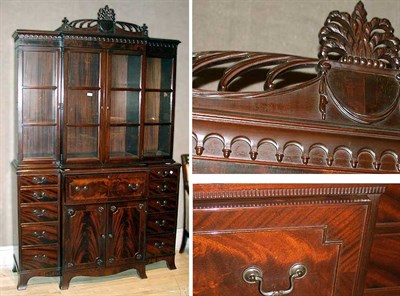 Lot 291 - Georgian Style Mahogany Breakfront Secretary...