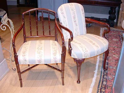 Lot 128 - Two Upholstered Mahogany Armchairs