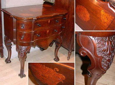 Lot 132 - Continental Marquetry Inlaid Mahogany Side Table