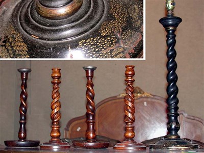 Lot 109 - Group of Five Treen Candlesticks