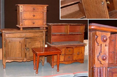 Lot 115 - Group of Four Wood Miniature Furniture Artilces