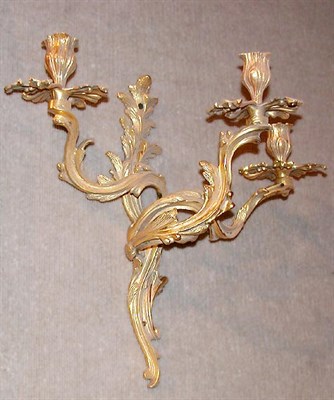 Lot 327 - Pair of Louis XV Style Gilt-Bronze Three-Light...