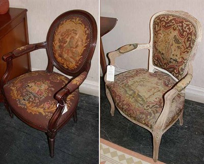 Lot 165 - Louis XV Style Painted Fauteuil Together with...