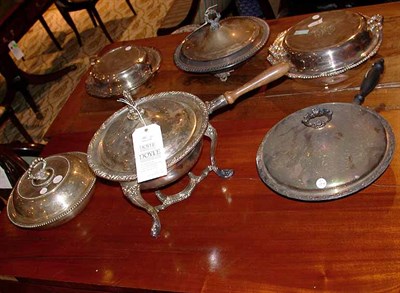Lot 312 - Group of Six Silver Plated Covered Serving Dishes