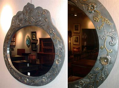 Lot 185 - Brass and Tin Mirror