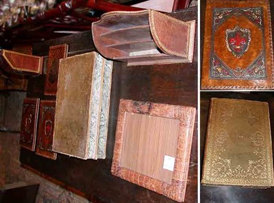 Lot 262 - Group of Seven Leather Bound Desk Accessories