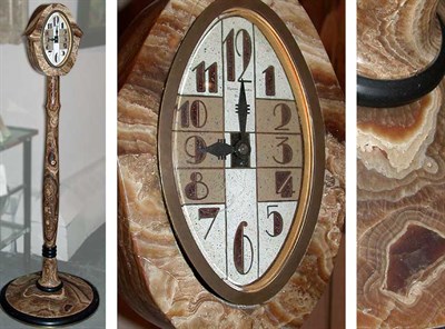 Lot 774 - Art Deco Rouge Marble Pedestal Clock Height 47...