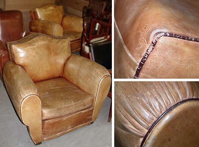 Lot 782 - Pair of French Art Deco Upholstered Club...