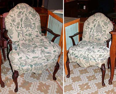Lot 398 - Pair of Georgian Style Crewel Upholstered...