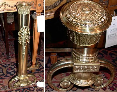 Lot 410 - Pair of Empire Style Brass Andirons