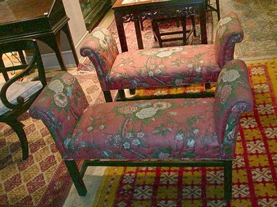 Lot 448 - Pair of Georgian Style Upholstered Mahogany...