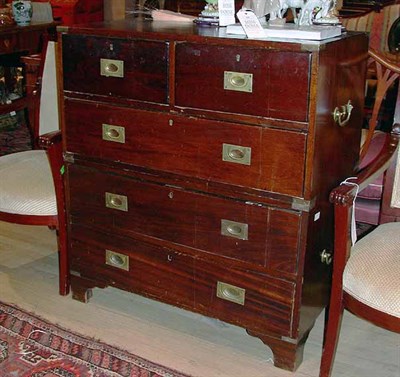 Lot 439 - George III Brass Bound Mahogany Campaign Chest