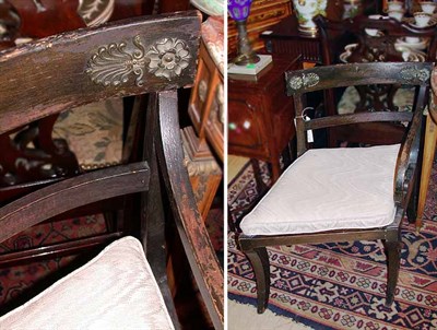 Lot 349 - Pair of Regency Painted and Caned Armchairs