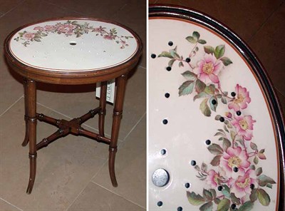 Lot 474 - Pair of Porcelain Inset Mahogany Low Tables