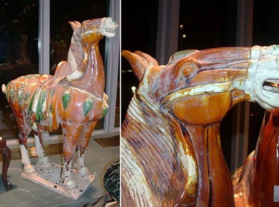 Lot 480 - Pair of Asian Style Glazed Pottery Horses