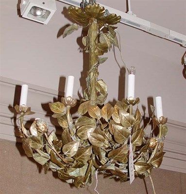 Lot 370 - Gilt-Metal Leaf-Form Seven-Light Chandelier