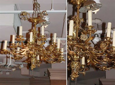 Lot 367 - Louis XV Style Gilt-Metal Twelve-Light Chandelier