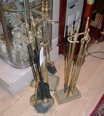 Lot 340 - Group of Three Partial Sets of Fire Tools on...