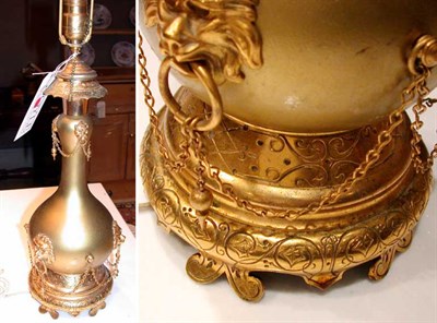 Lot 486 - Pair of Empire Style Gilt-Metal Lamps