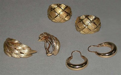 Lot 200 - Three Pairs of Gold Earrings