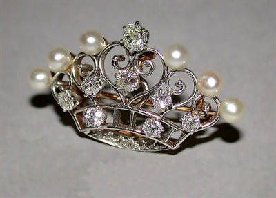 Lot 361 - Diamond and Cultured Pearl Pin\Pendant