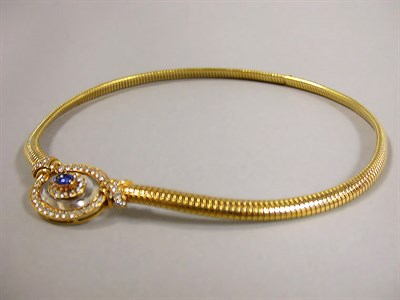 Lot 595 - Gold, Diamond and Sapphire Necklace