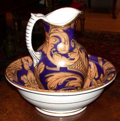 Lot 487 - English Gilt Decorated Porcelain Pitcher and...