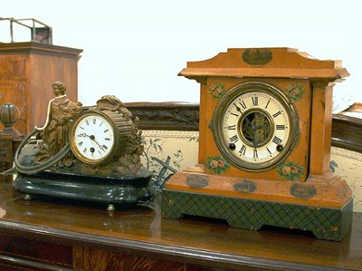 Lot 191 - American Victorian Painted Mantel Clock...